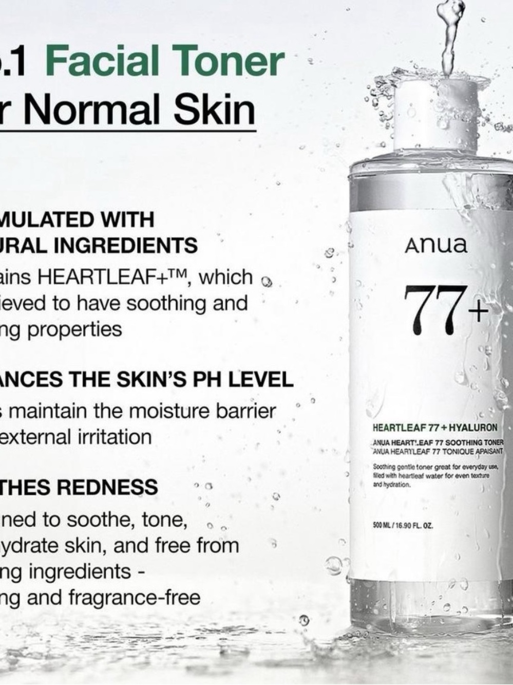 Anua Heartleaf 77+ Hyaluron Soothing Toner — White - Picture 4 of 11